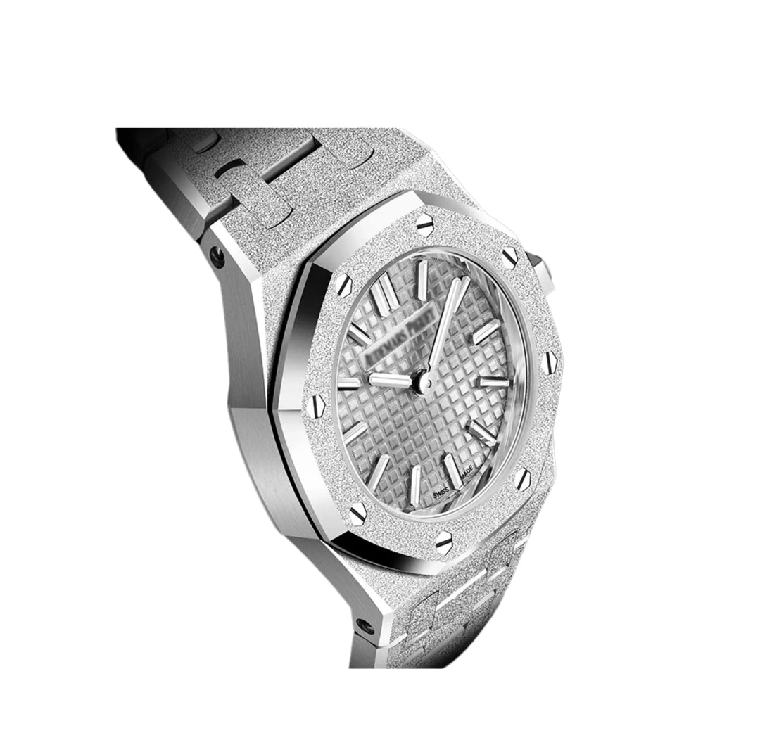 AP Royal Oak 'Mini' Frosted White Gold Grey Dial