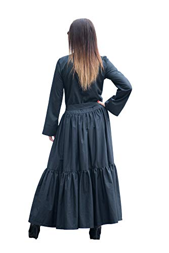 Long Black Womens Flounces Kaftan/Cotton Abaya Dress/Bespoke Plus Size Clothing/Loose Maxi/Summer Dress EUGfashion-KA0195CT (M)