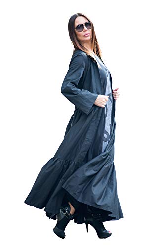 Long Black Womens Flounces Kaftan/Cotton Abaya Dress/Bespoke Plus Size Clothing/Loose Maxi/Summer Dress EUGfashion-KA0195CT (M)