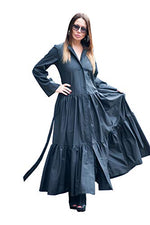 Load image into Gallery viewer, Long Black Womens Flounces Kaftan/Cotton Abaya Dress/Bespoke Plus Size Clothing/Loose Maxi/Summer Dress EUGfashion-KA0195CT (M)
