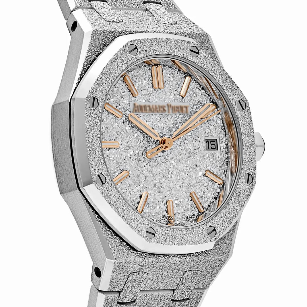 AP Royal Oak 77450BC.GG.1361BC.01 Frosted White Gold Crystal Sand Dial (2025)